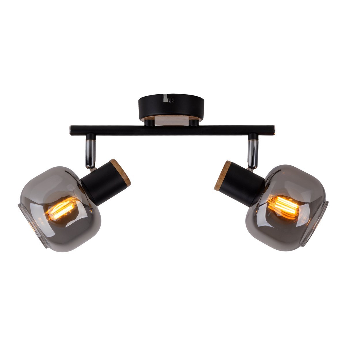 plafoniera nera a 2 luci con vetro fumé – lampada da soffitto Fumoso 40 cm – illuminazione spot moderna per soggiorno, corridoio o sala da pranzo