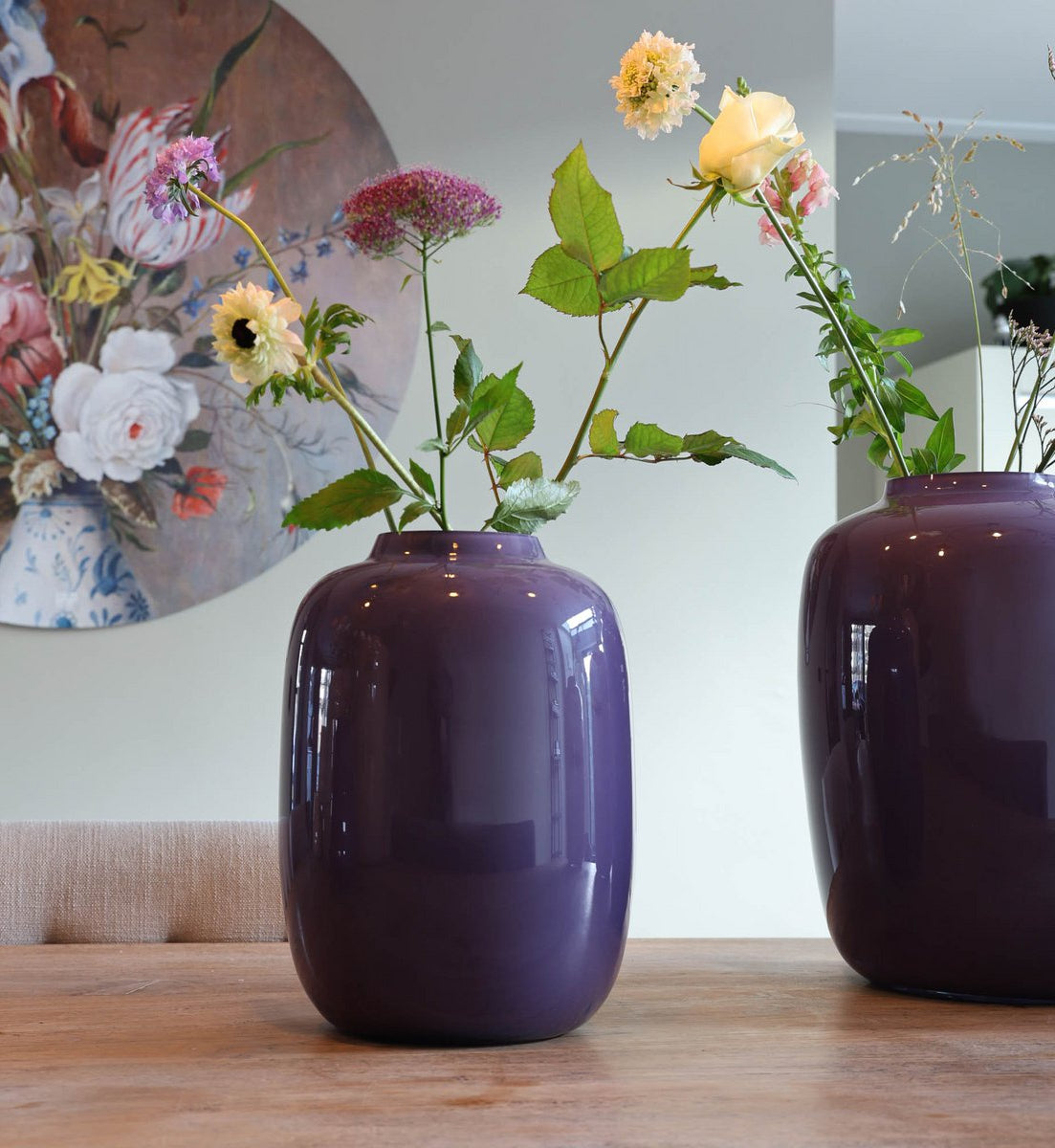 Artic purple vaas – handgemaakt paars glas – opvallend design – moderne woondecoratie – diverse maten – Vase The World