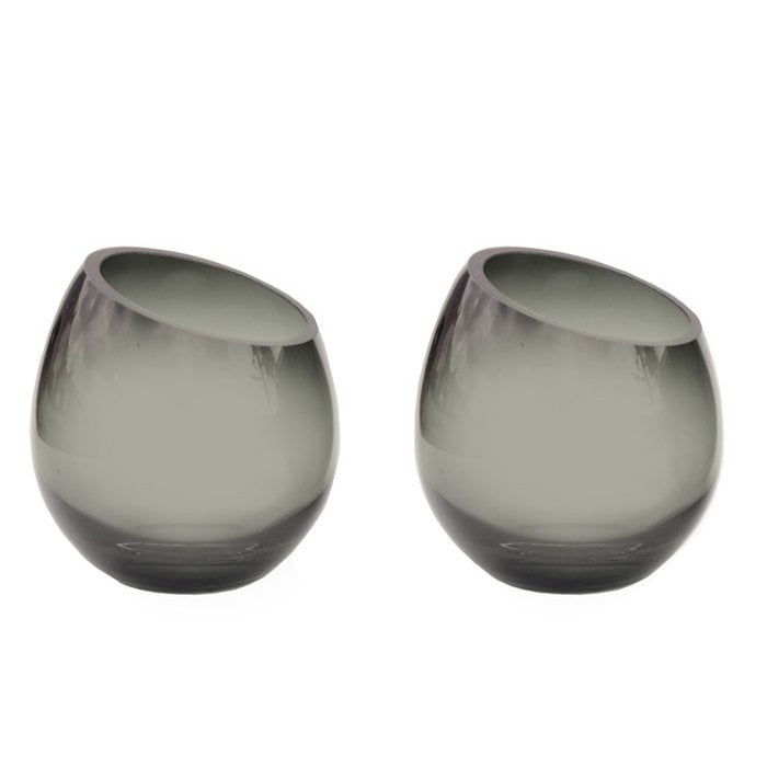 Waxinelichthouder Moho grey set van 2 – sfeervolle glazen theelichthouders voor elk interieur – Vase The World