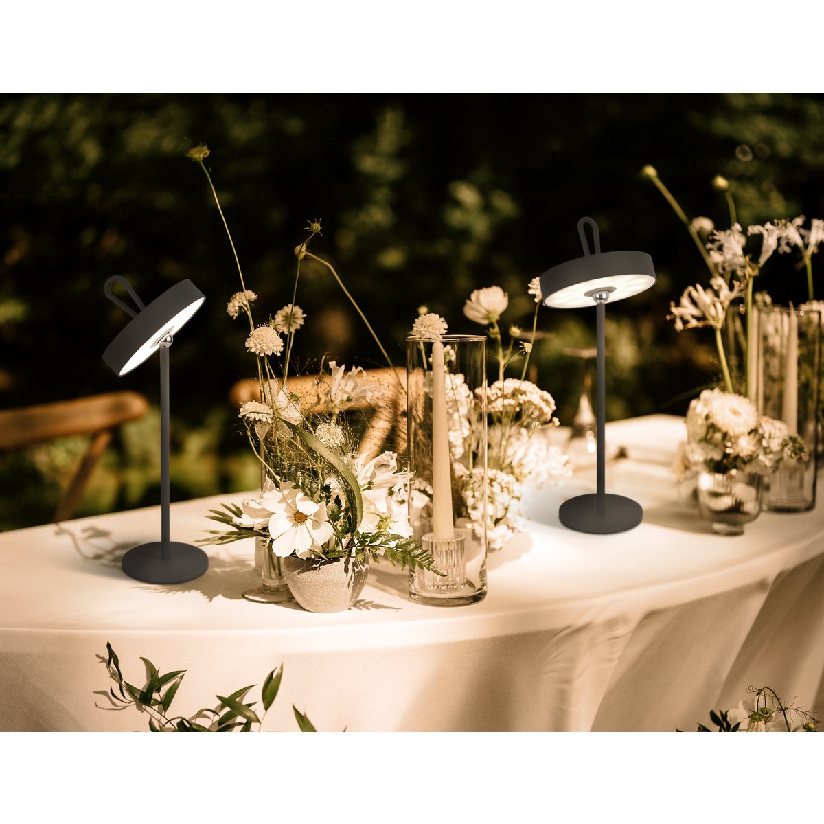 LED tafellamp "Ella" op batterij – Dimbaar, magnetisch, IP54, grijs, 35 cm hoog, voor binnen en buitengebruik