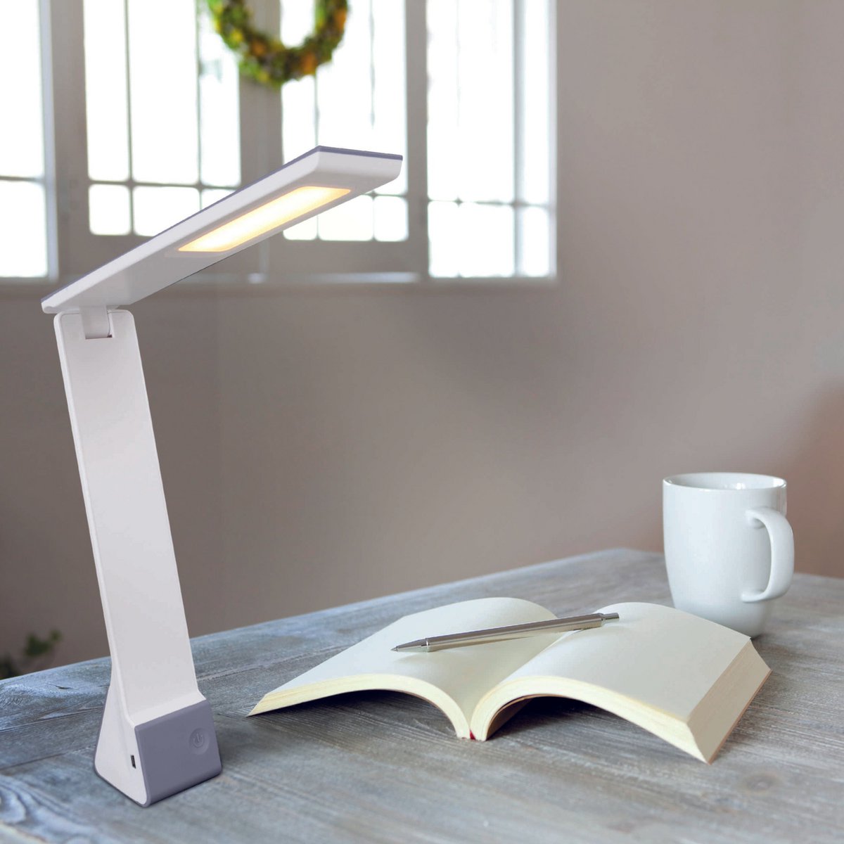 Lampada da tavolo LED wireless "ULF" grigia 26 cm | Luce regolabile, dimmerabile, ricaricabile via USB, design moderno | Näve Leuchten