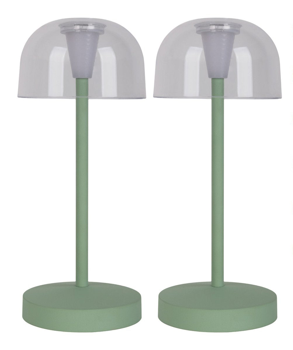 Set van 2 LED-batterijtafellampen Gomba - Mint kleur, dimbaar, voor binnen - 18,5 cm, energiezuinig, moderne sfeer