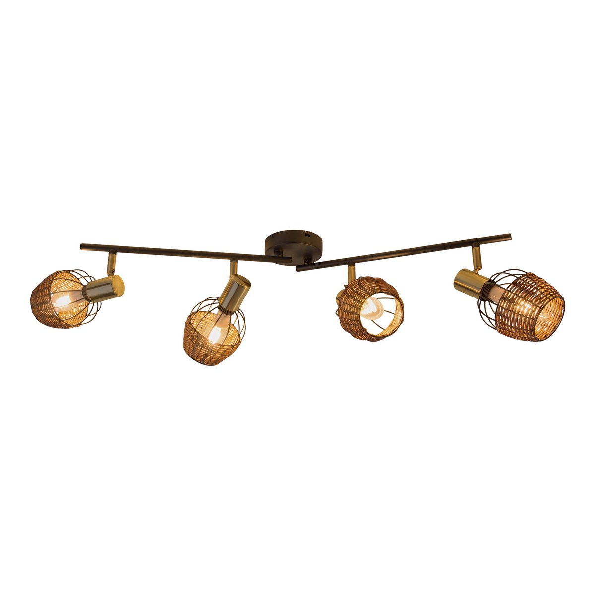 Lampada da soffitto nera e dorata con 4 faretti – illuminazione a binario in metallo Corbis 78 cm | E14 | per soggiorno, sala da pranzo o ufficio