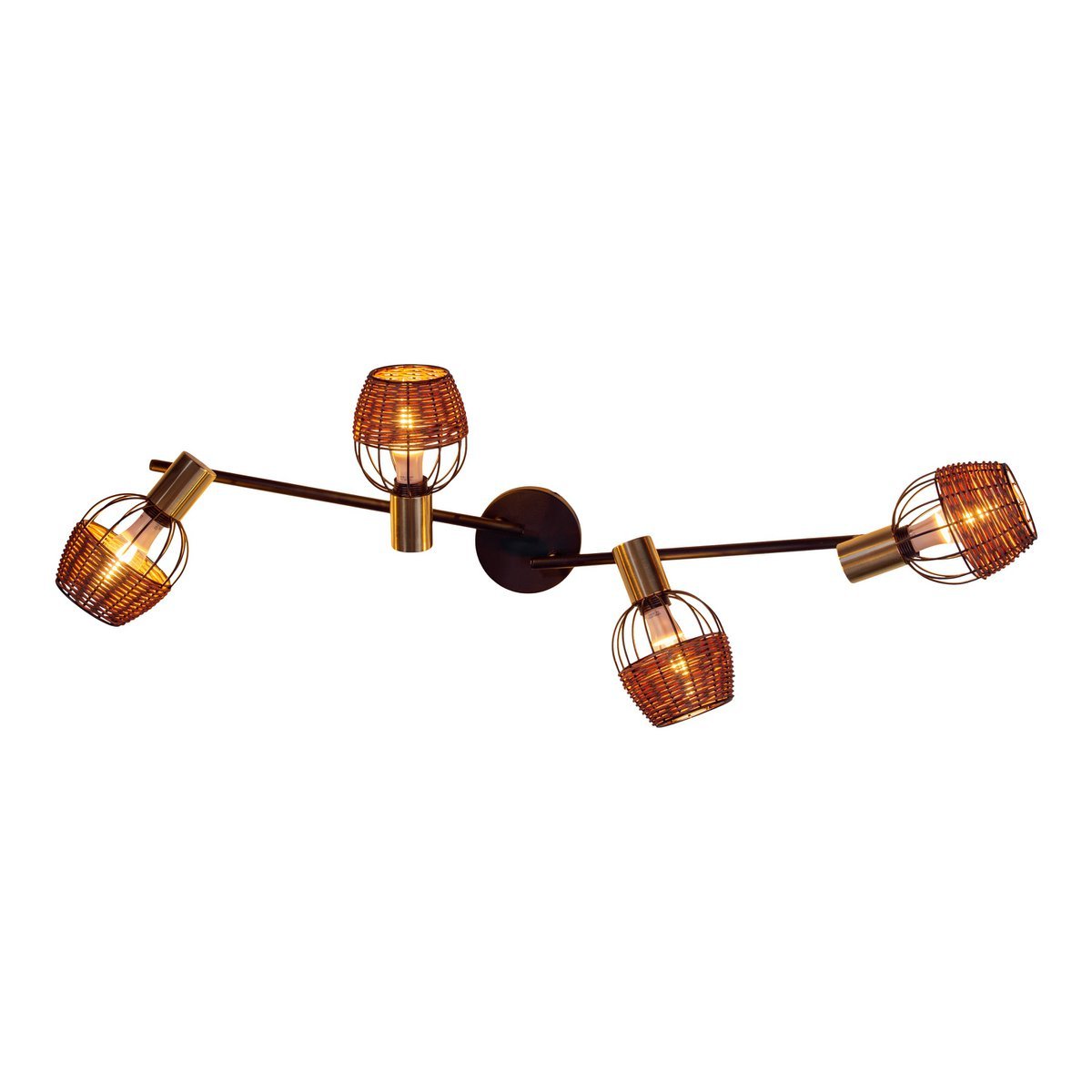 Lampada da soffitto nera e dorata con 4 faretti – illuminazione a binario in metallo Corbis 78 cm | E14 | per soggiorno, sala da pranzo o ufficio