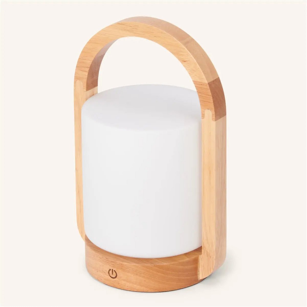 George lampada da tavolo ricaricabile in legno con vetro satinato e manico | Senza fili, dimmerabile e luce calda – fino a 100 ore di batteria