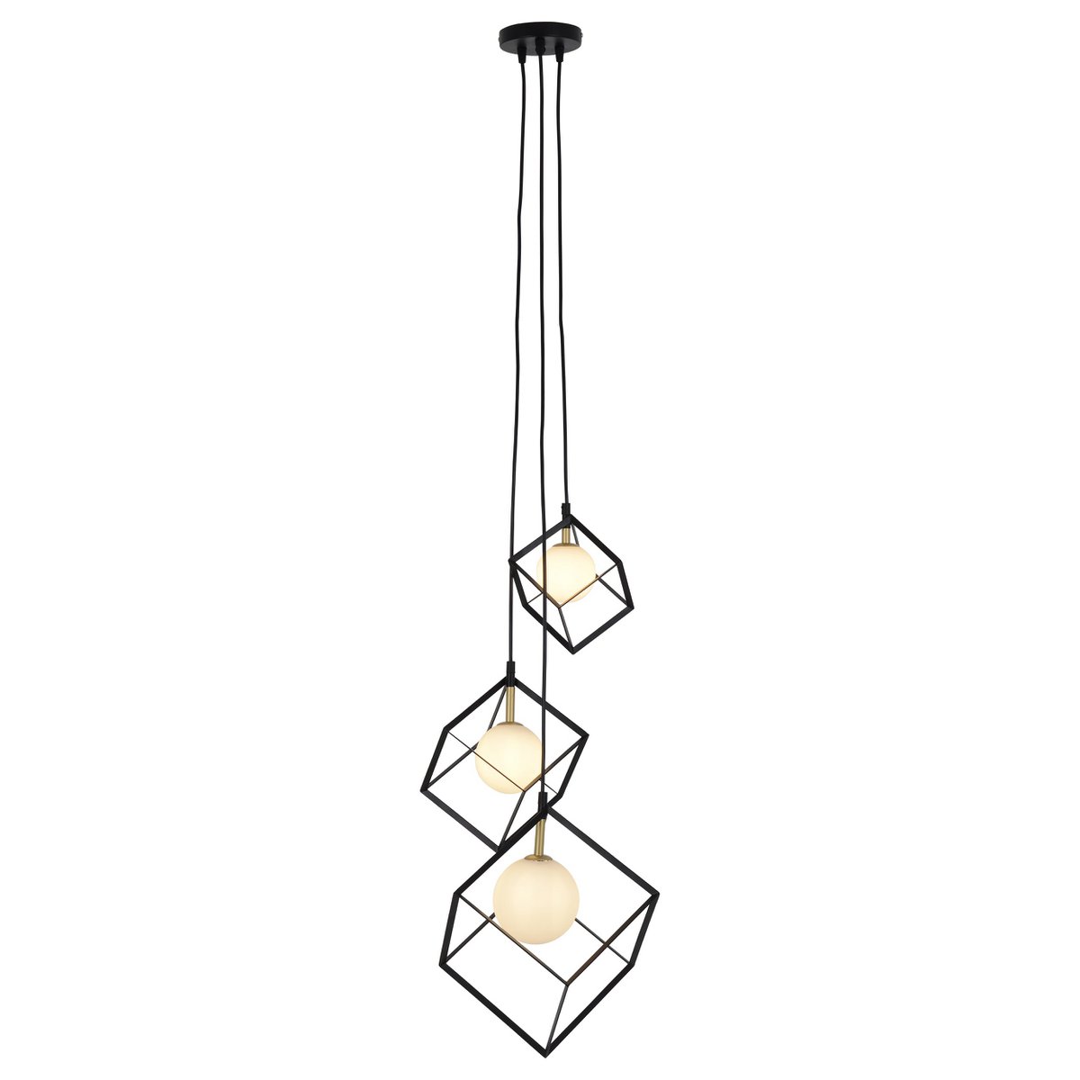 lampadario a 3 fiamme Cadre nero/bianco Ø40 cm | Lampada a sospensione in metallo e vetro industriale con attacco G9 per soggiorno e ufficio