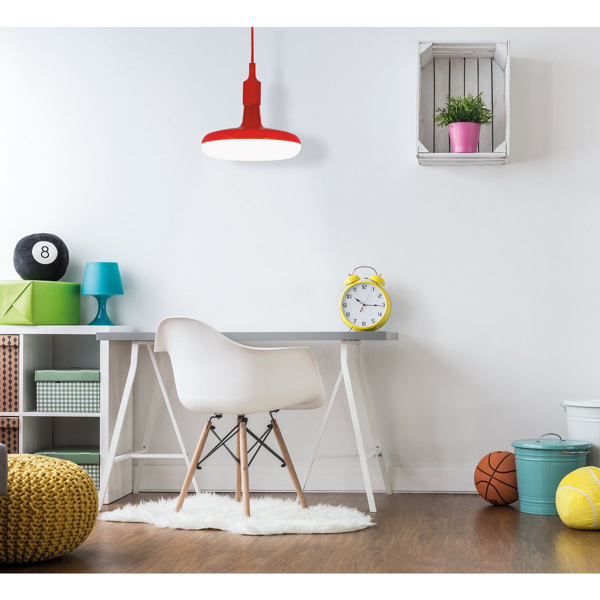 Lampada a sospensione LED Rode UFO con attacco E27 | Lampada a sospensione moderna in plastica Ø22 cm | Lampada inclusa | Per cucina, sala da pranzo o area di lavoro