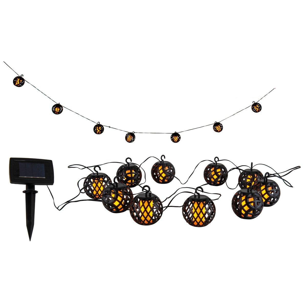 Solar lichtslinger met vlameffect “Fogo” | 10 LED lampjes | 485 cm | Voor binnen en buiten | IP44 spatwaterdicht