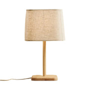 Lampada da tavolo in legno Marley con paralume in tessuto beige – illuminazione elegante e naturale per ogni interno