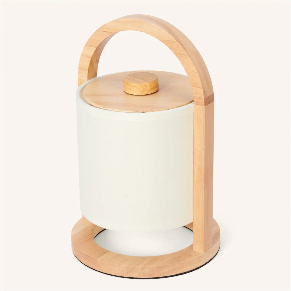 Lampada da tavolo in legno River ricaricabile e dimmerabile – senza fili, luce LED calda, con paralume in cotone – Tavellio Amsterdam