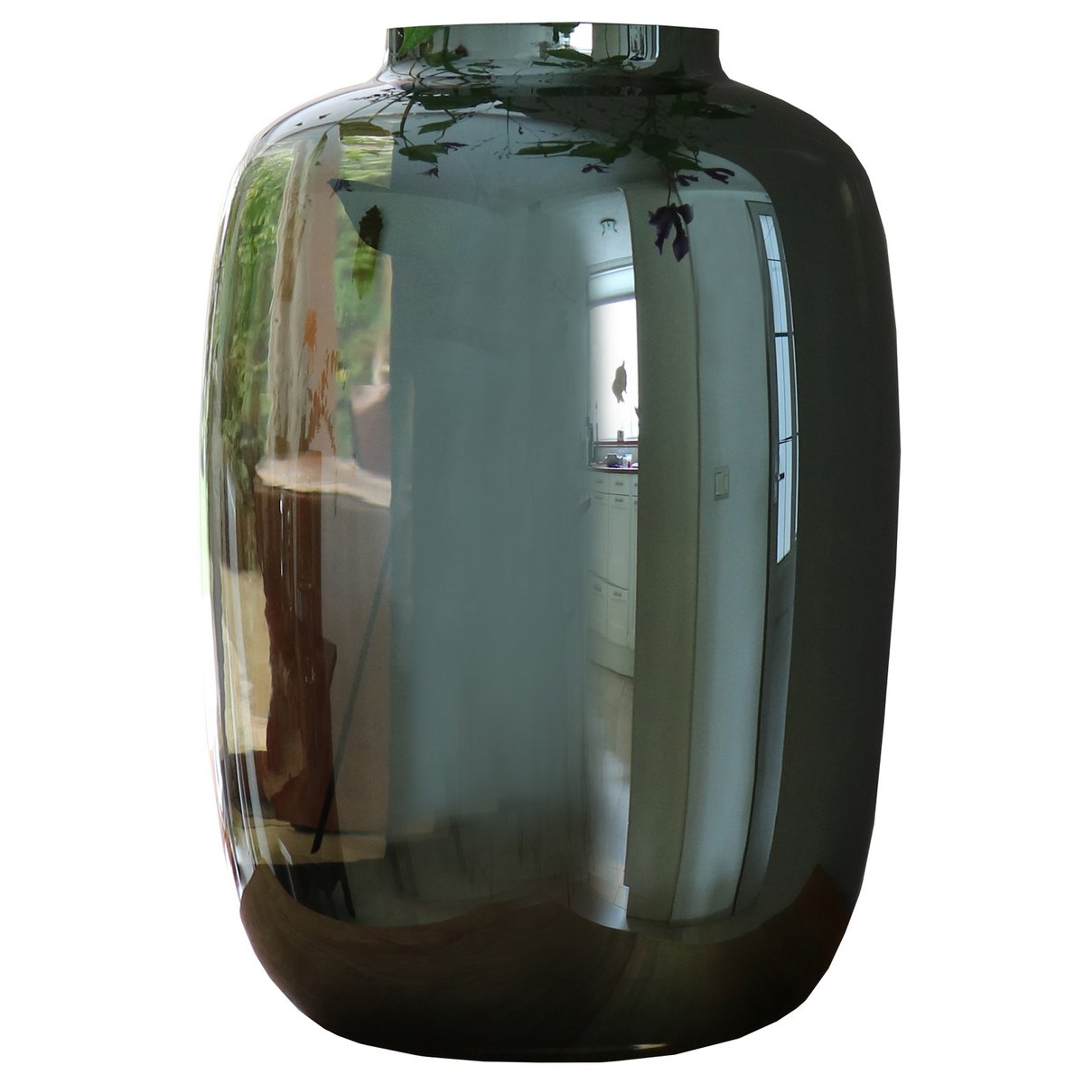 Artic gloss grey vaas | spiegelende glazen designvaas Ø21 of Ø25 cm | mondgeblazen zilveren vaas | Vase The World