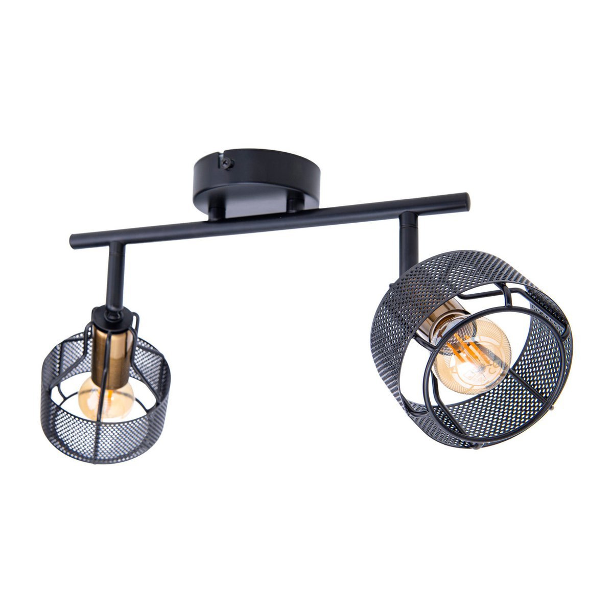 Foro plafoniera 2 vie nera in metallo | attacco E14 | stile retrò | illuminazione 80W per soggiorno, sala da pranzo e cucina | Näve Leuchten
