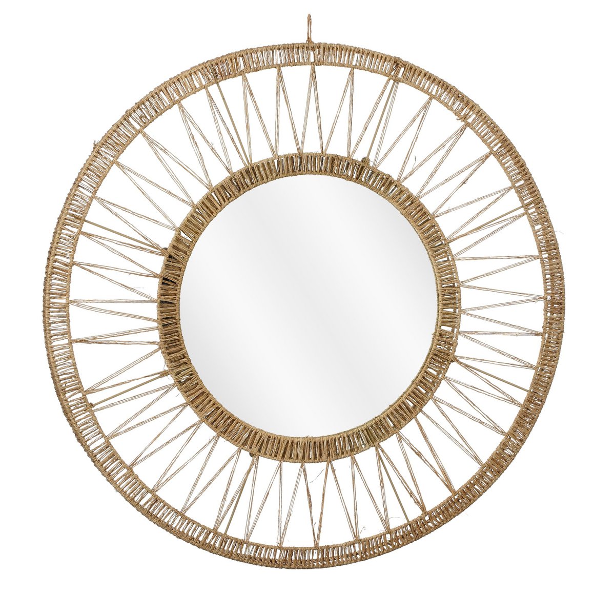 Ludy Wandspiegel Rond Ø70 cm Lichtbruin Jute | Bohemian Spiegel voor Woonkamer, Hal of Slaapkamer