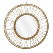 Ludy Wandspiegel Rond Ø70 cm Lichtbruin Jute | Bohemian Spiegel voor Woonkamer, Hal of Slaapkamer