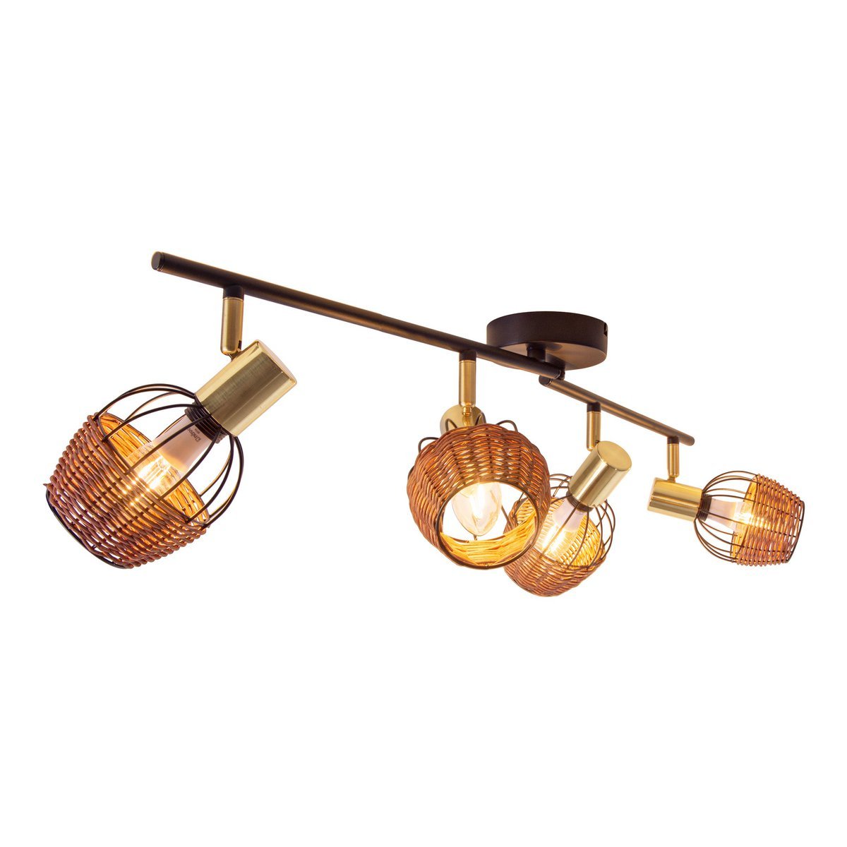 Lampada da soffitto nera e dorata con 4 faretti – illuminazione a binario in metallo Corbis 78 cm | E14 | per soggiorno, sala da pranzo o ufficio