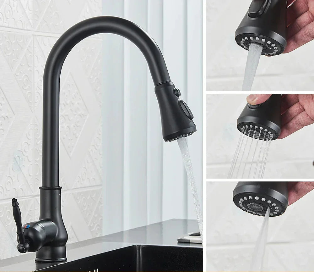Antieke Messing Keukenmengkraan met Draaibare Tuit – Vintage Stijl en Mengkraan voor Warm en Koud Water