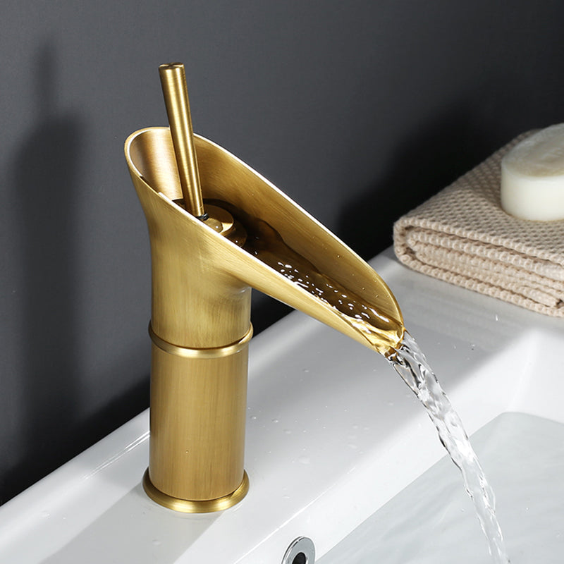 Antieke Messing Wasserfall Badkamerkraan met Enkelhandgreep en Warm/Koud Water