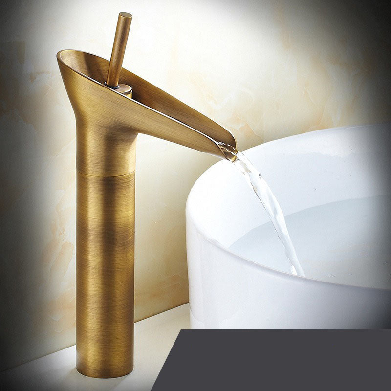 Antieke Messing Wasserfall Badkamerkraan met Enkelhandgreep en Warm/Koud Water