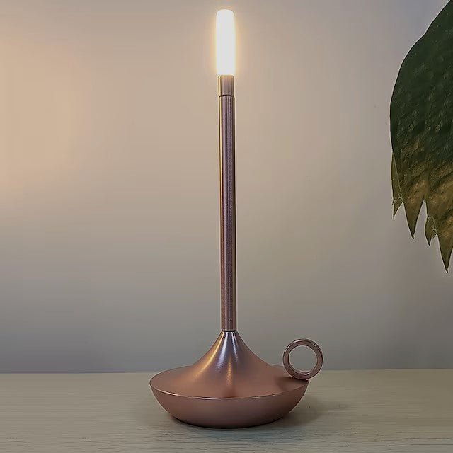 Lanterna Candela Dimmerabile in Alluminio – 23 cm di Altezza, Luce Calda con USB Ricaricabile e 3 Modalità di Dimmerazione