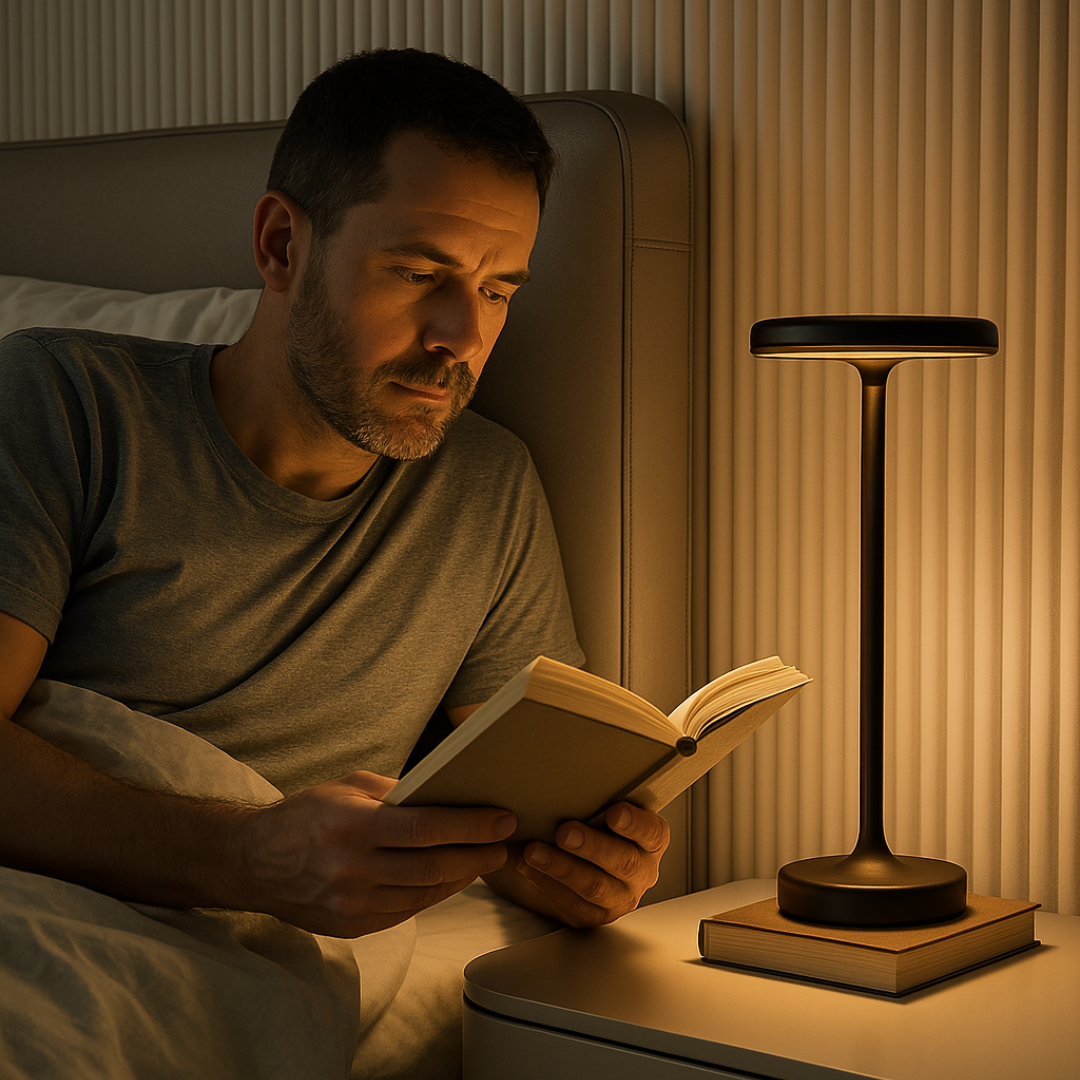 Lampada da tavolo ricaricabile wireless con LED dimmerabile e 3 colori di luce – Lampada multifunzionale per comodino per interno ed esterno