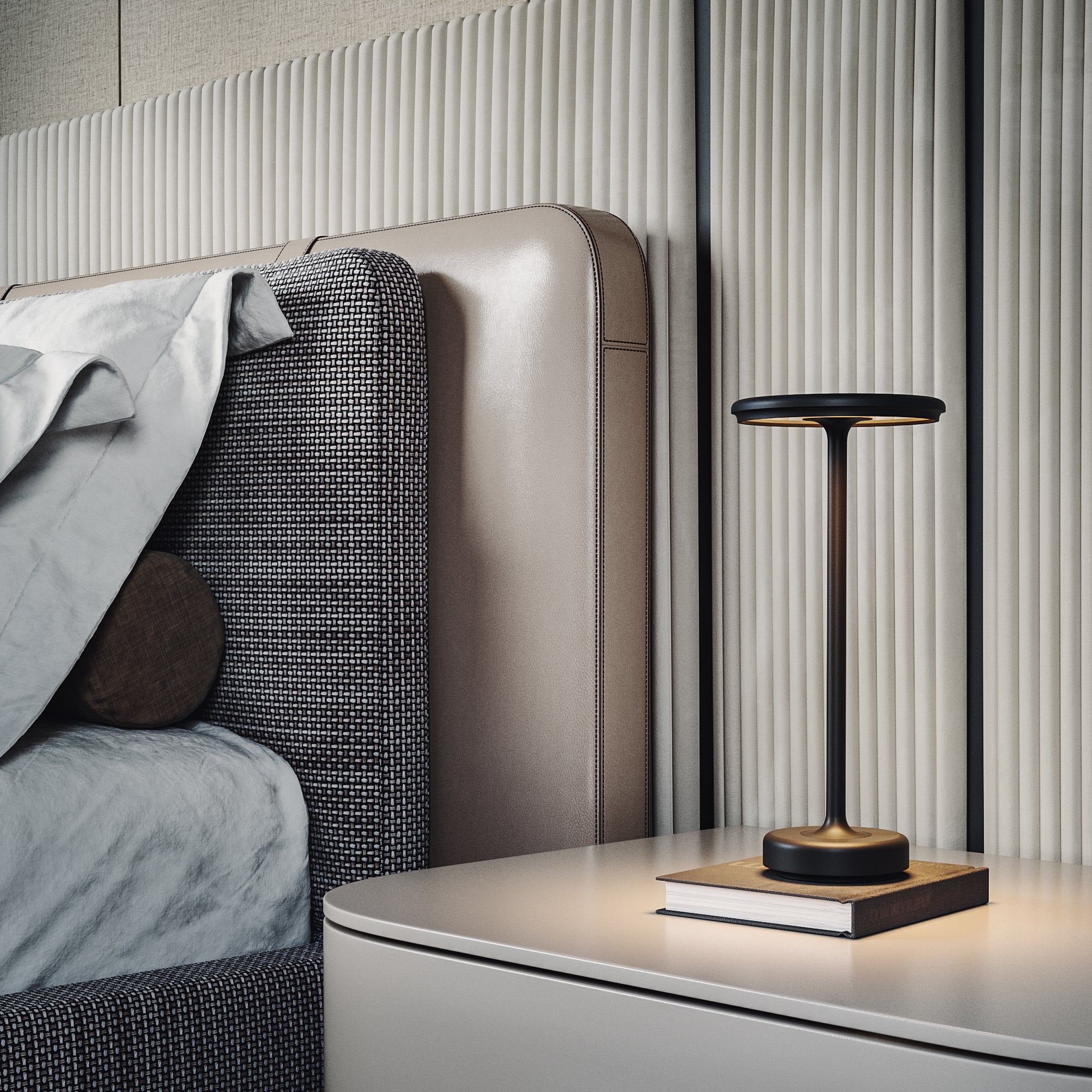 Lampada da tavolo ricaricabile wireless con LED dimmerabile e 3 colori di luce – Lampada multifunzionale per comodino per interno ed esterno
