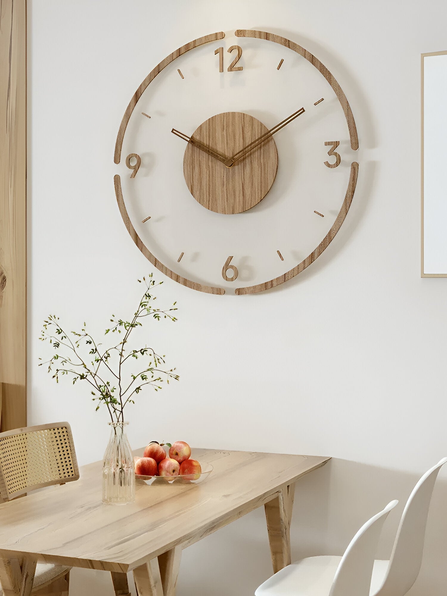 Elegante Orologio da Parete in Legno con Display Digitale - Movimento Silenzioso e Design Moderno per Camera da Letto, Soggiorno o Ufficio