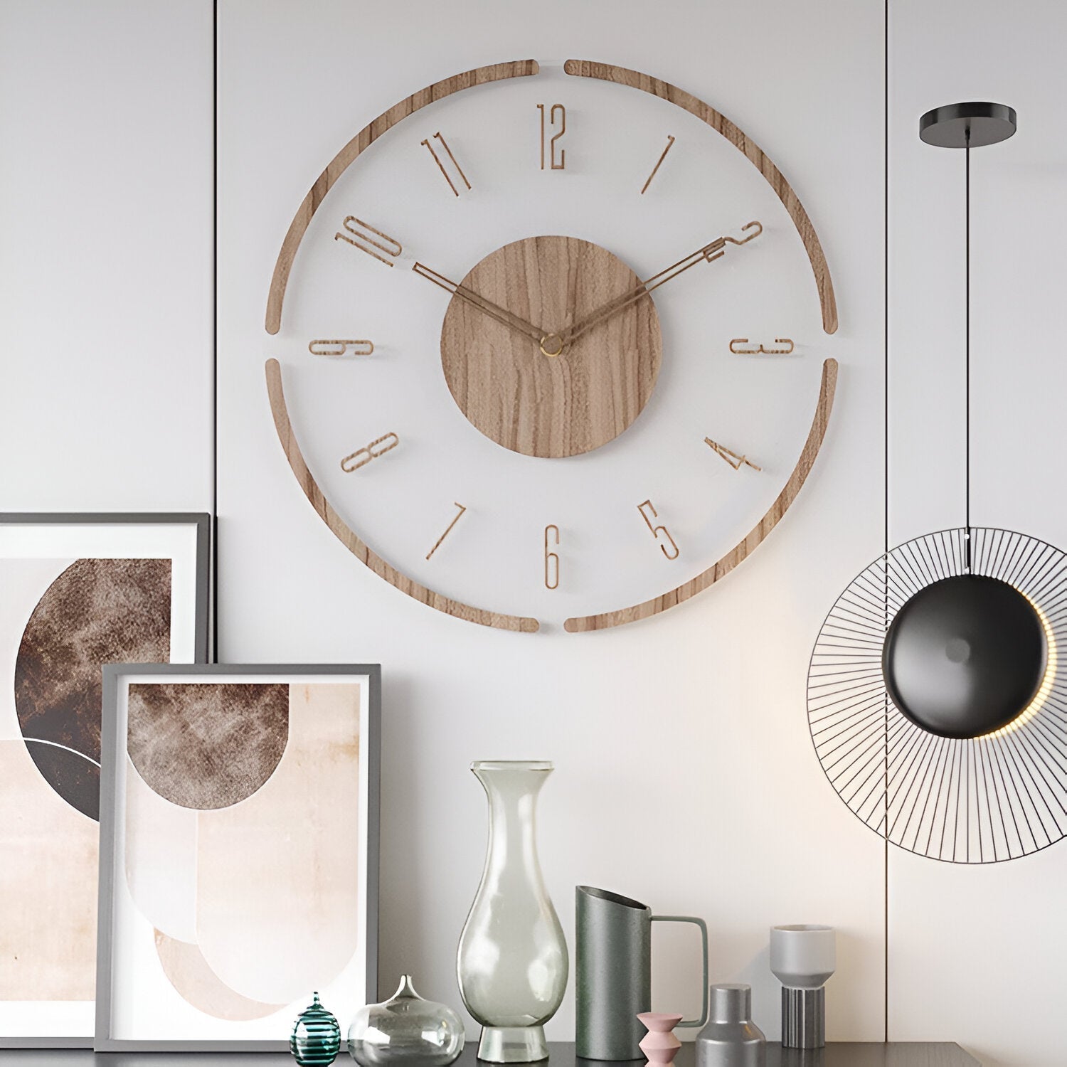 Elegante Orologio da Parete in Legno con Display Digitale - Movimento Silenzioso e Design Moderno per Camera da Letto, Soggiorno o Ufficio