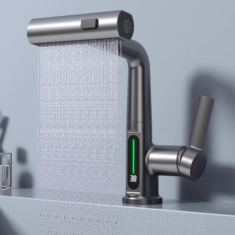 Rubinetto Multifunzionale Cucina & Bagno | Visualizzazione Temperatura & 5 Modalità Spray