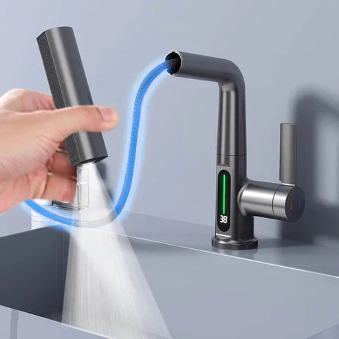 Rubinetto Multifunzionale Cucina & Bagno | Visualizzazione Temperatura & 5 Modalità Spray