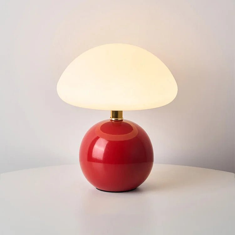 Lampada da tavolo color crema francese con illuminazione LED e design a fungo – 3 colori regolabili, Ø20cm x H22cm