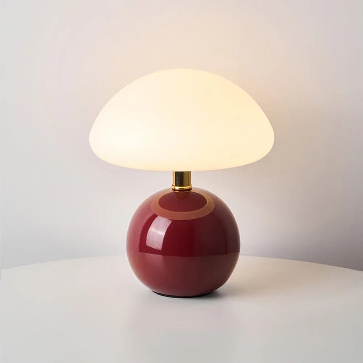 Lampada da tavolo color crema francese con illuminazione LED e design a fungo – 3 colori regolabili, Ø20cm x H22cm