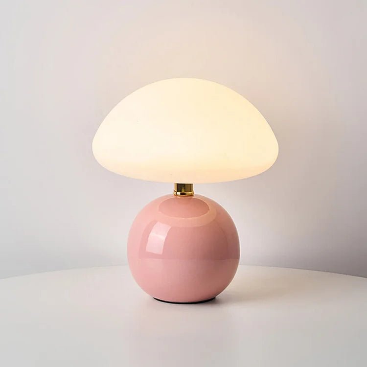 Lampada da tavolo color crema francese con illuminazione LED e design a fungo – 3 colori regolabili, Ø20cm x H22cm