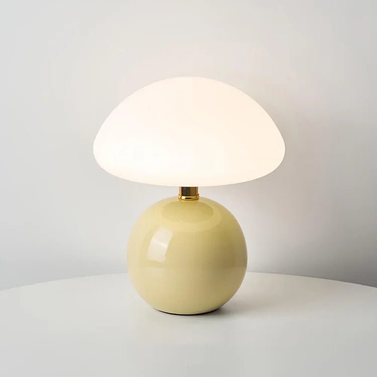 Lampada da tavolo color crema francese con illuminazione LED e design a fungo – 3 colori regolabili, Ø20cm x H22cm
