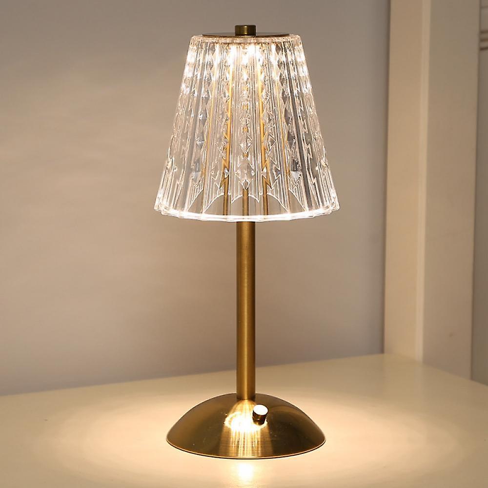 Gouden Draadloze Tafellamp met Oplaadfunctie en Aanraakbediening – Elegante Kristallen Nachtkast Lampje
