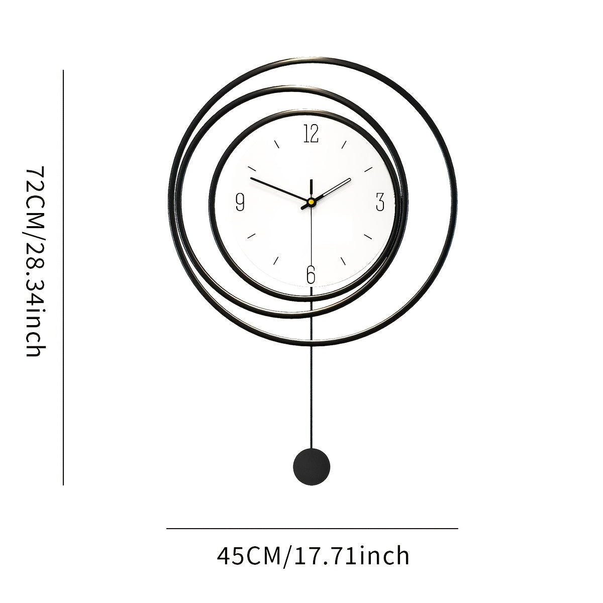 Grande Orologio da Parete in Design Moderno Minimalista – Orologio Silenzioso per Soggiorno e Ufficio, 72 cm Alto, 45 cm Larghezza