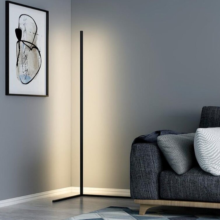 Hoekige Vloerlamp Zwart met Dimbare LED Verlichting voor Woonkamer – 142 cm Hoog, Modern Design