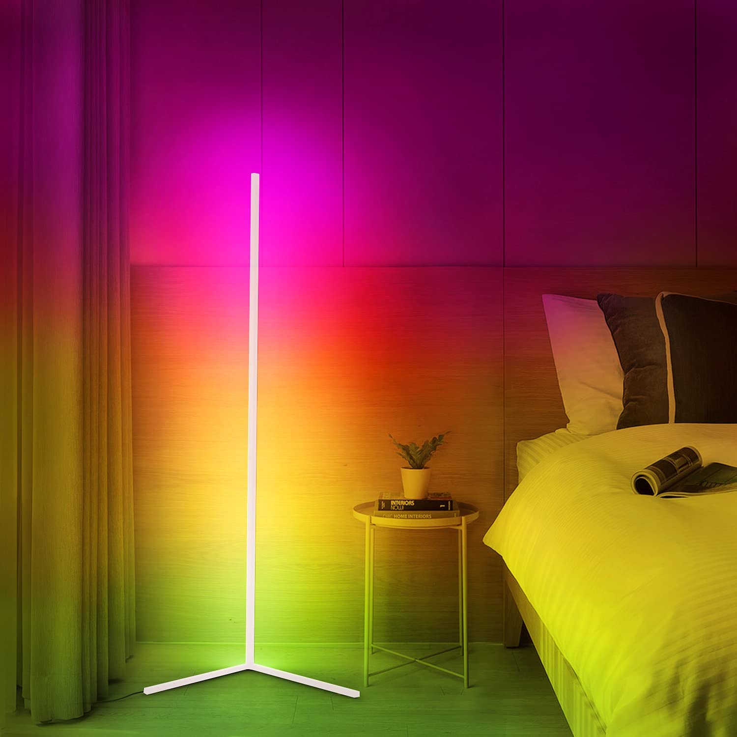 Hoekige Vloerlamp Zwart met Dimbare LED Verlichting voor Woonkamer – 142 cm Hoog, Modern Design