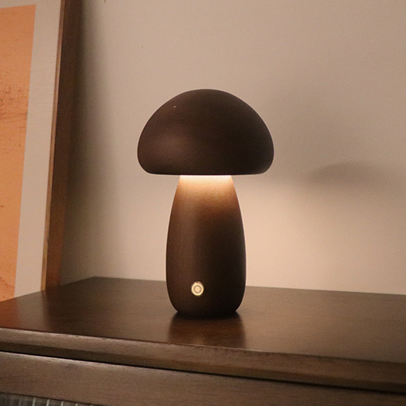 Lampada Notturna a Forma di Fungo in Legno per la Camera da Letto – Illuminazione LED per Bambini con Interruttore Touch
