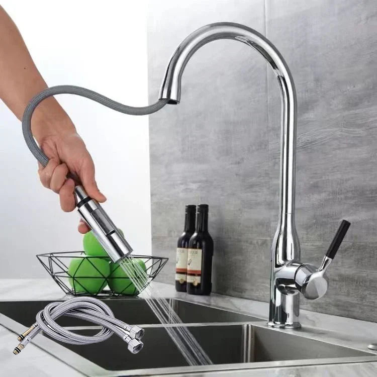 Rubinetto da cucina con doccetta estraibile e finitura in nichel spazzolato – design moderno per montaggio a foro singolo