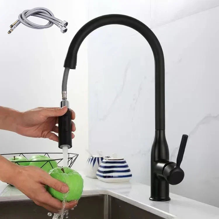 Rubinetto da cucina con doccetta estraibile e finitura in nichel spazzolato – design moderno per montaggio a foro singolo