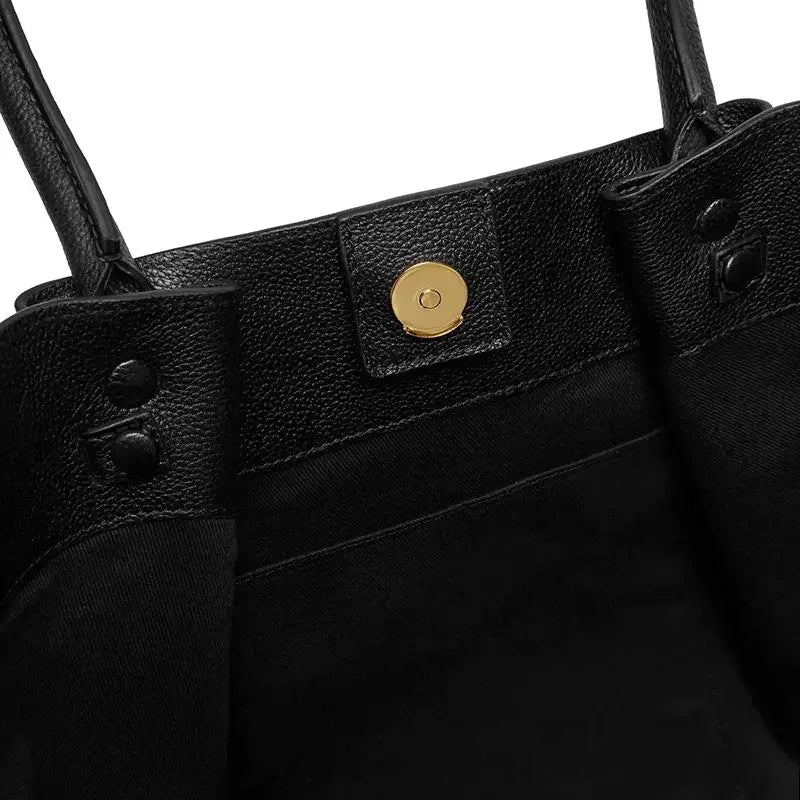 Luxe Oversized Leren Schoudertas Dames met Gouden Sluiting 1