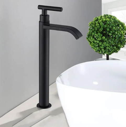 Rubinetto per lavabo nero opaco con installazione semplice – design moderno in acciaio inossidabile, rubinetto per acqua fredda