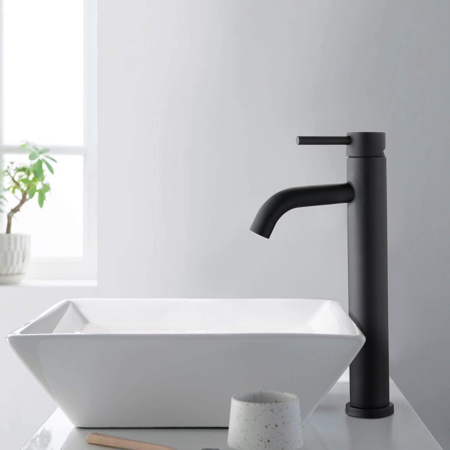 Rubinetto per lavabo nero opaco con installazione semplice – design moderno in acciaio inossidabile, rubinetto per acqua fredda