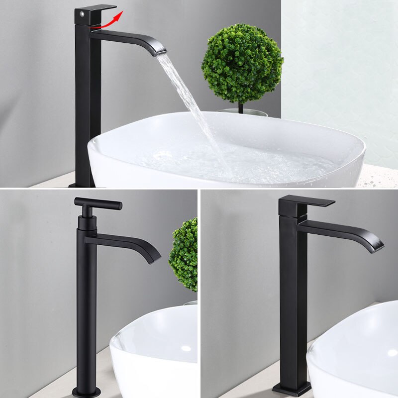 Zwarte Wasbak Kraan met Eenvoudige Installatie – Modern Design van Roestvrij Staal, Koudwater Armatuur