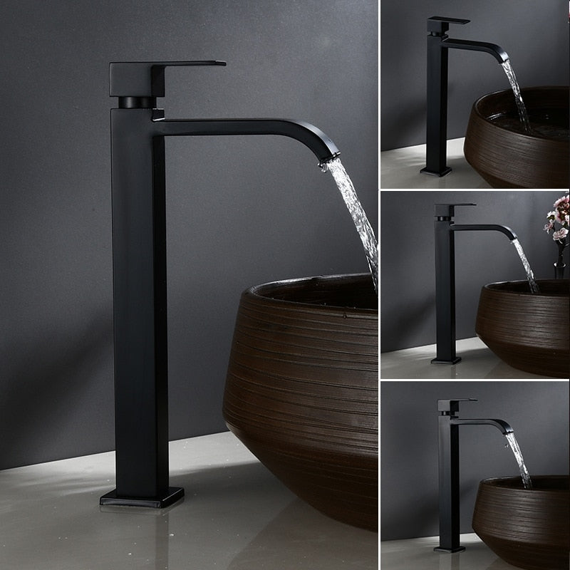 Zwarte Wasbak Kraan met Eenvoudige Installatie – Modern Design van Roestvrij Staal, Koudwater Armatuur