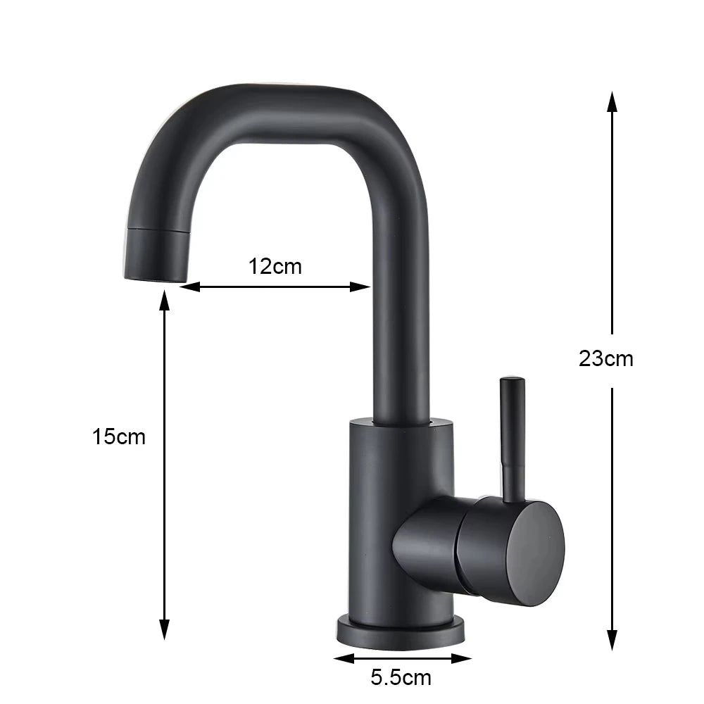 Rubinetto miscelatore per bagno con rotazione a 360° – Acciaio inossidabile, leva singola per acqua calda e fredda