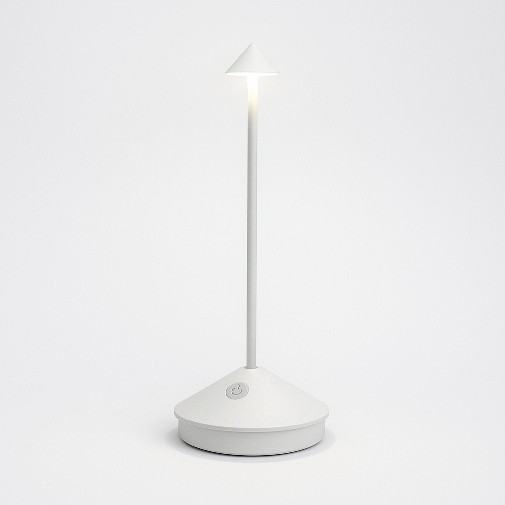 Lampada da tavolo minimalista dimmerabile ricaricabile wireless – impermeabile per interno ed esterno, dimmer touch, alluminio e policarbonato