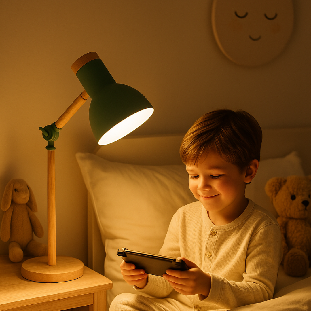 Minimalistische Houten Tafellamp – Verstelbaar en Inklapbaar Design voor Sfeervolle Verlichting