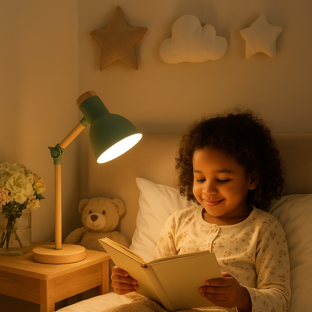 Minimalistische Houten Tafellamp – Verstelbaar en Inklapbaar Design voor Sfeervolle Verlichting