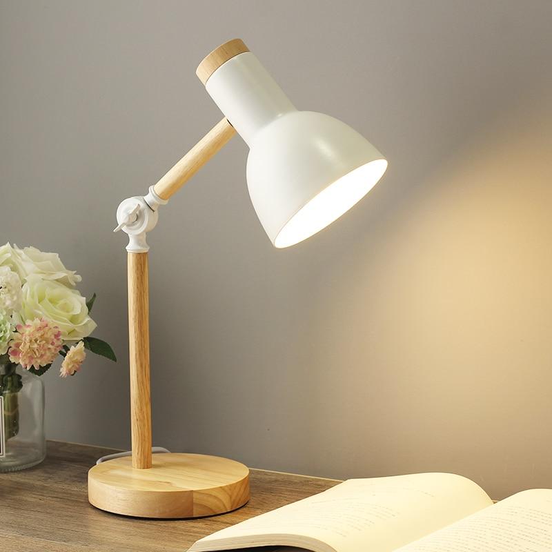 Minimalistische Houten Tafellamp – Verstelbaar en Inklapbaar Design voor Sfeervolle Verlichting